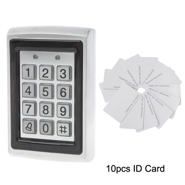 Backlight RFID Metal Access Control EM Card Reader Keypad 1000 Users door bell 125KHz Card Reader Keypad Key Fobs Door Access: AC and 10pcs ID card