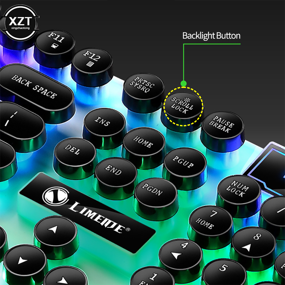 Limei – ensemble clavier et souris Gtx300, rétro, Punk, rétro, jeu rétroéclairé, Suspension filaire USB