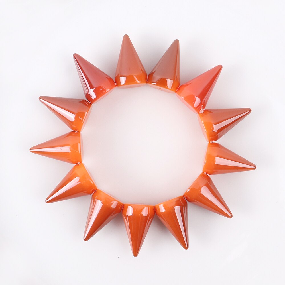 FishSheep Acryl Spike Armbanden Bnagles Rock Punk Plastic Elastische Klinknagels Studs Armbanden &amp; Bangles Voor Vrouwen Polsband Bijoux: Orange Color