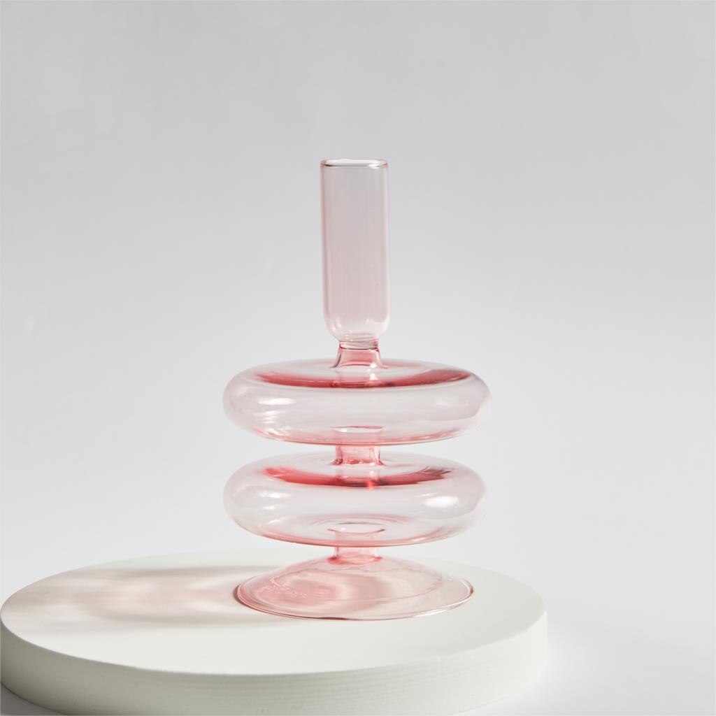 Bougeoir en verre de Votive pour chandelier dîner bougies délicates fête centres de Table de mariage décoration de chambre à la maison: Pink 2tier