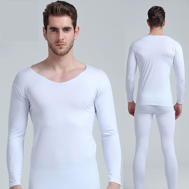 Winter Thermal Underwear Long Johns Men Male Thermal Underwear Men Set Thermal Underwear Winter Warm Long Johns Warm Sleep 4XL: White / XXXL