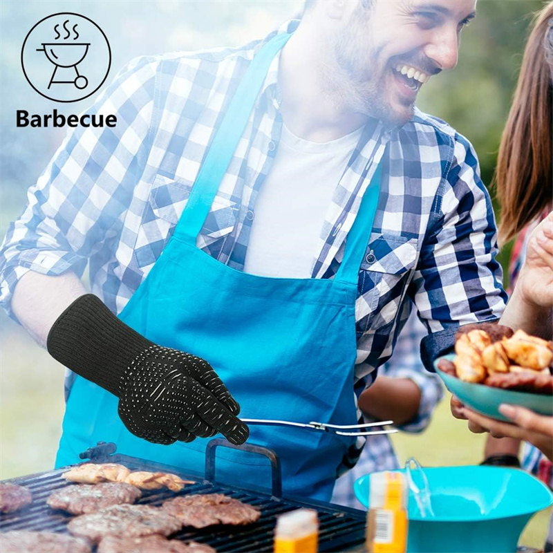 BBQ-handschoenen 1472 ° F Hittebestendige vuurvaste ovenwanten Lange siliconen wanten Grillhandschoenen voor keukenroker Barbecue Camping