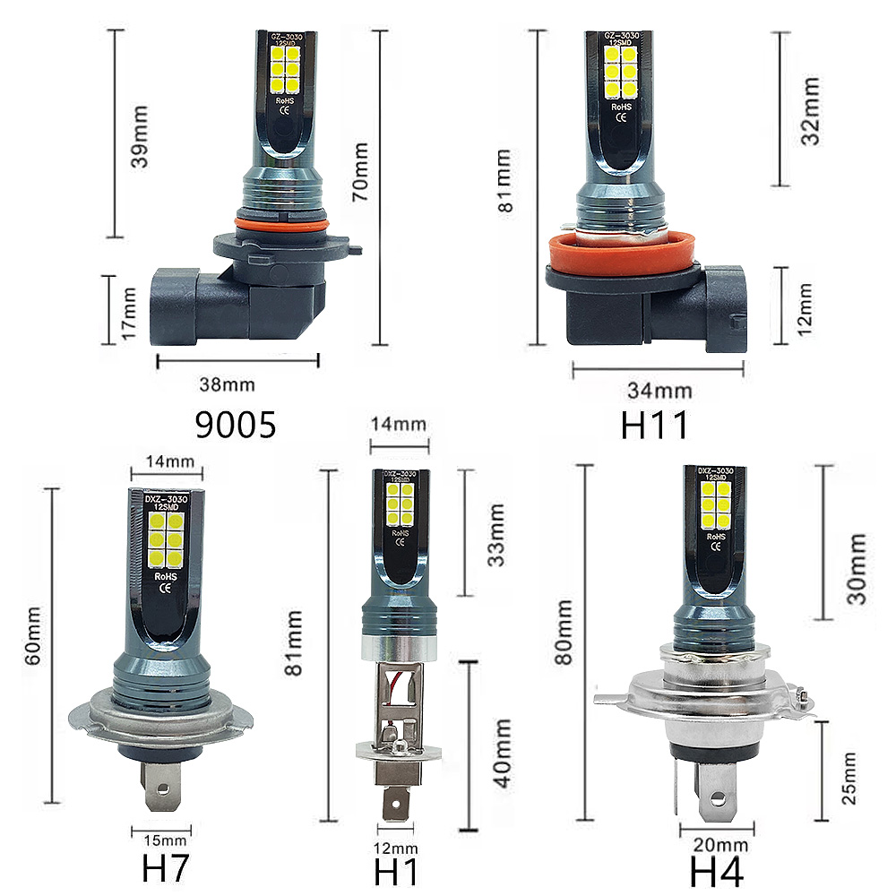2Stck Super Helle H4 H7 LED-lampe Auto Scheinwerfer Motorrad H1 H3 H8 H9 H11 Auto Nebel Lampen 9005 9006 HB3 HB4 Licht 12v 24V 80W