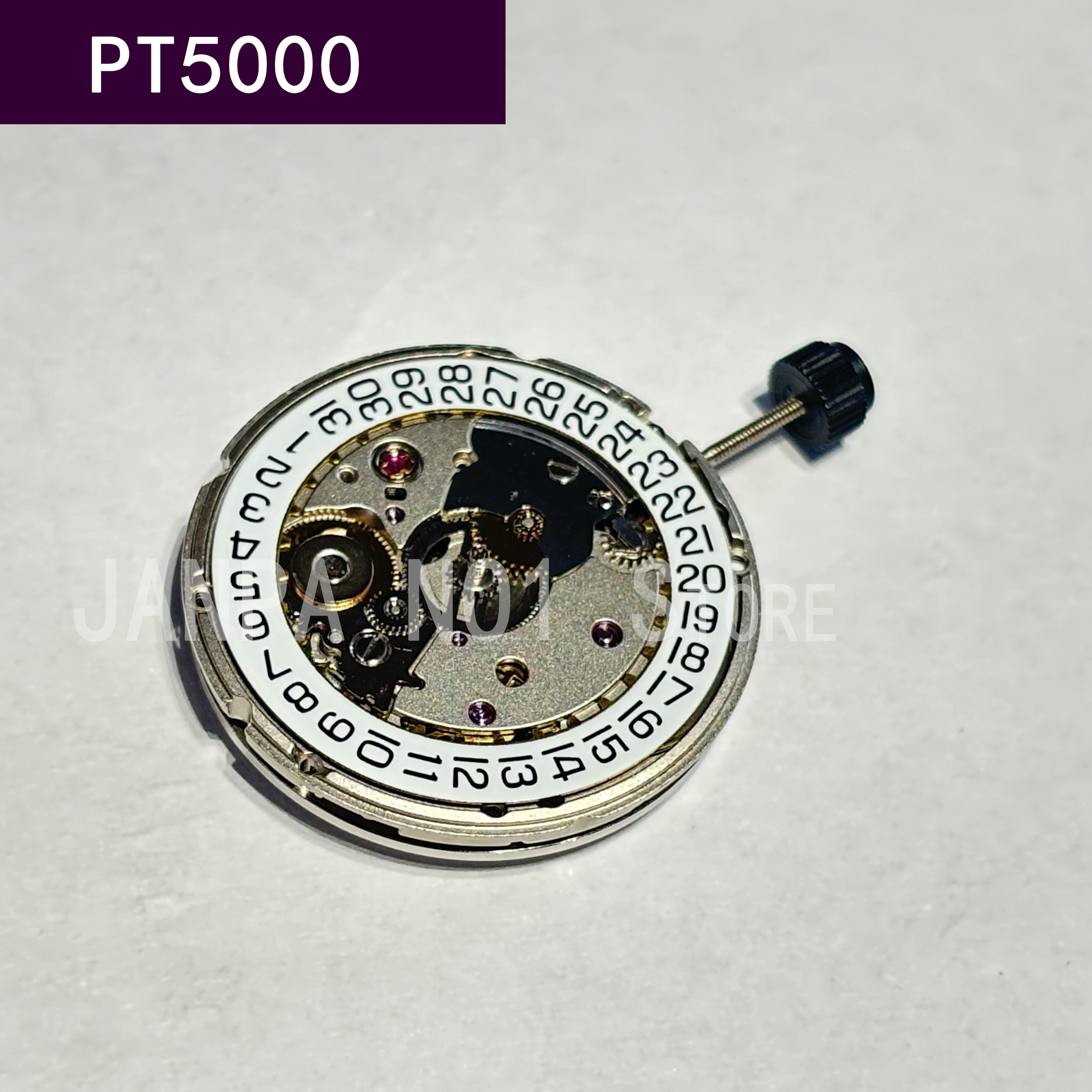 Movimiento de reloj PT5000, mecanismo automático de cuerda automática, 25 joyas con rueda de fecha, 28800 Bph, indicador de fecha, clon 2824