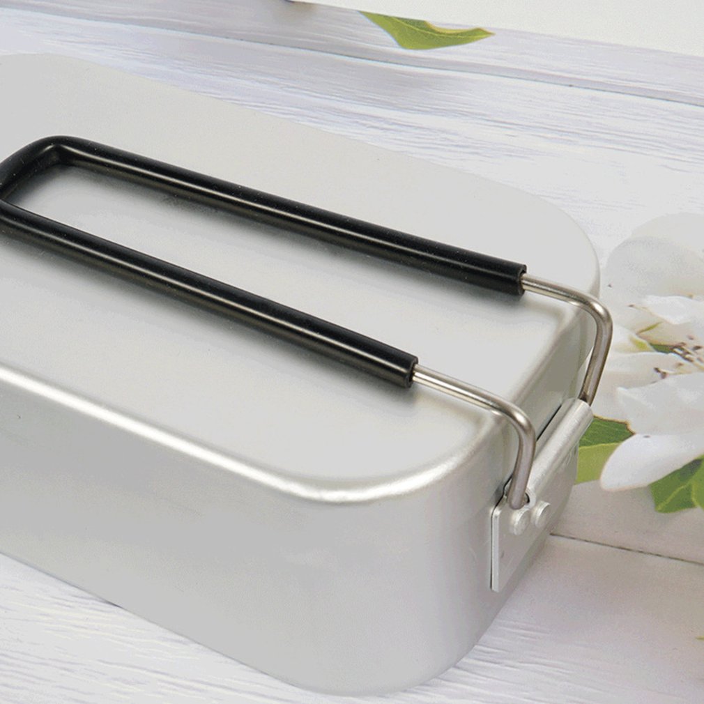 Lunch Box Aluminum Adult Square Shape Outdoor Camping Cooking Artifact Food Storage Container Portable Bento Box 1 Piece