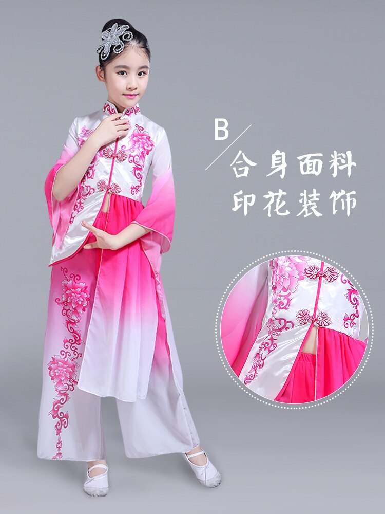 Kinderen klassieke dans kostuums meisjes Chinese stijl guzheng porselein kinderkleding fan dance Yangko dans kostuum