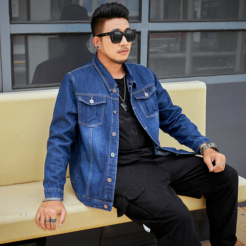 2022 Large Size M-5XL 6XL 7XL 8XL Denim Jacket Men's Blue Jean Jacket Oversize Coats Men Lapel Casual Jackets