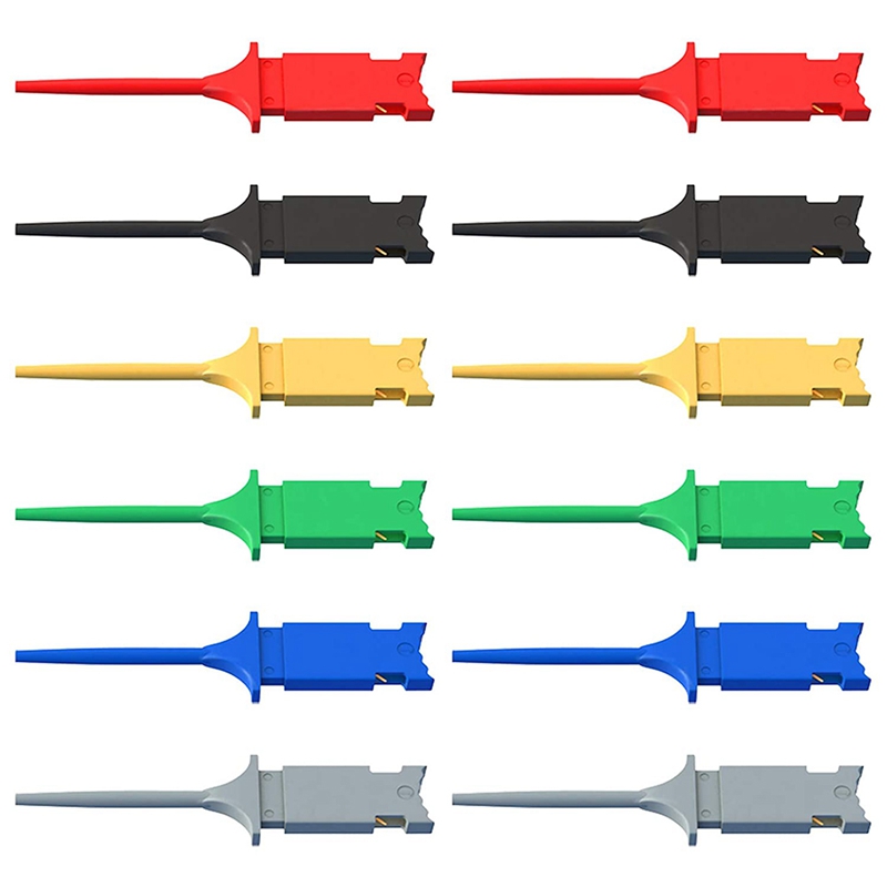 Mini Grabber SMD IC Test Hooks 12PCS Flat Test Clips For Electrical Testing 6 Colors: Default Title