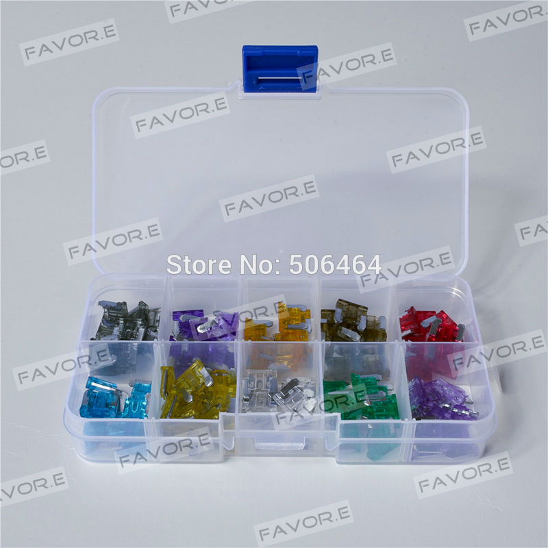 Fusible de hoja MINI de perfil bajo, Kit de fusibles SUV para coche, camión, motocicleta, AP 2A 3A 5A 7.5A 10A 15A 20A 25A 30A 35A + caja