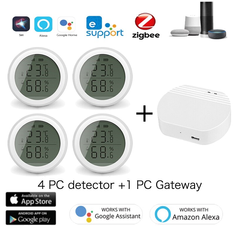 EWelink ZigBee-Smart Home Temperature And Humidity Sensor Zigbee With LED Display Real-time Detection Works With Zigbee Home