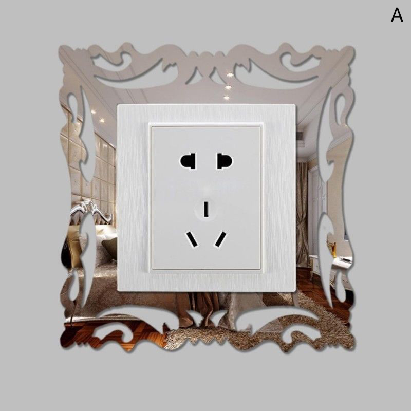 3D Acrylic Mirror Switch Stickers Photo Plastic Wall Stickers DIY Home Decoration Supplies Wall Switch Stickers: A