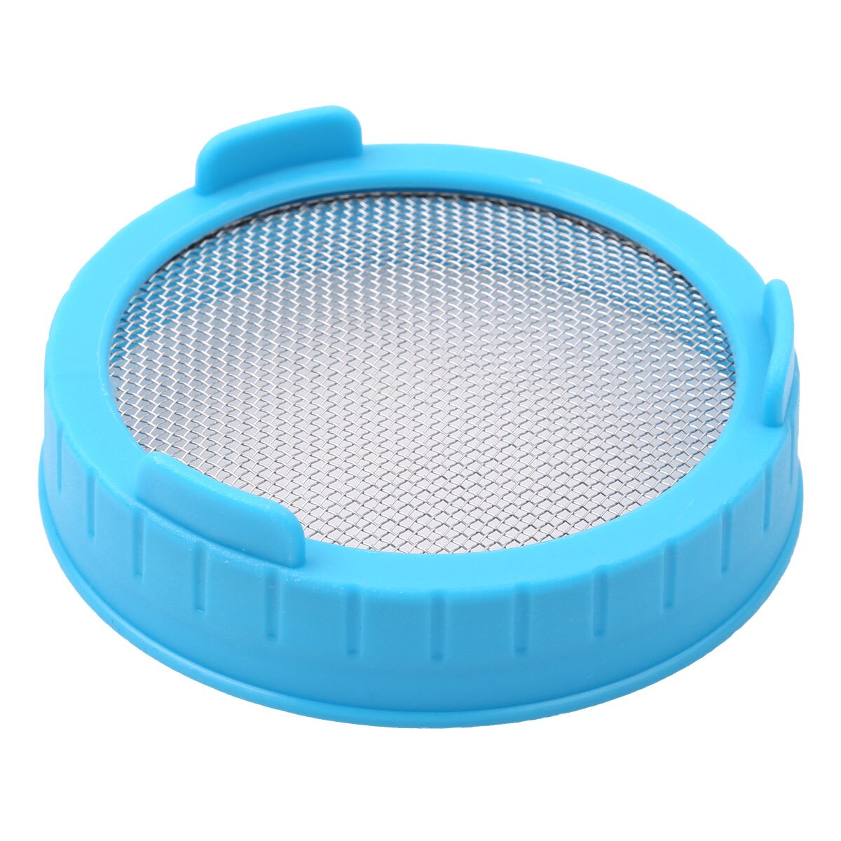 Tapa de brotación de tarro Mason de boca ancha de plástico de 86mm con filtro de pantalla de malla de acero inoxidable para hacer semillas de brotes orgánicos: Blue
