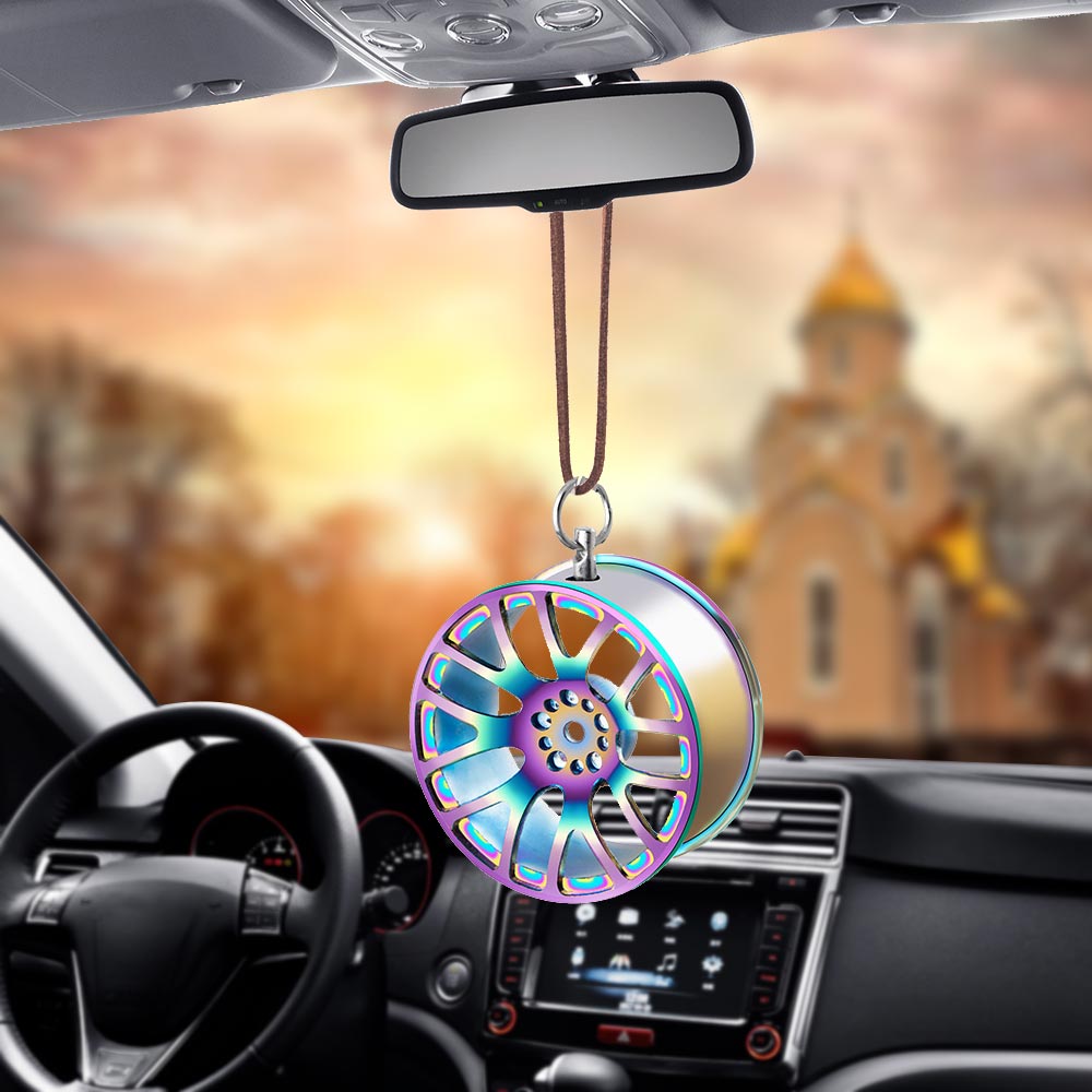 Bil ornament vedhæng metal hjulnav svinghjul hængende auto interiør hip-hop spejl dekoration dingle trim tilbehør