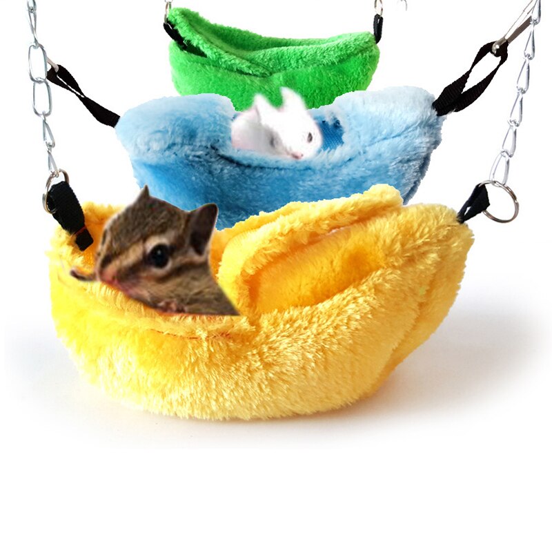 3 farver vinter kort plys banan båd hamster sukker svævefly hængekøje papegøje bur hængende sove seng bur lille kæledyr legetøj gynge