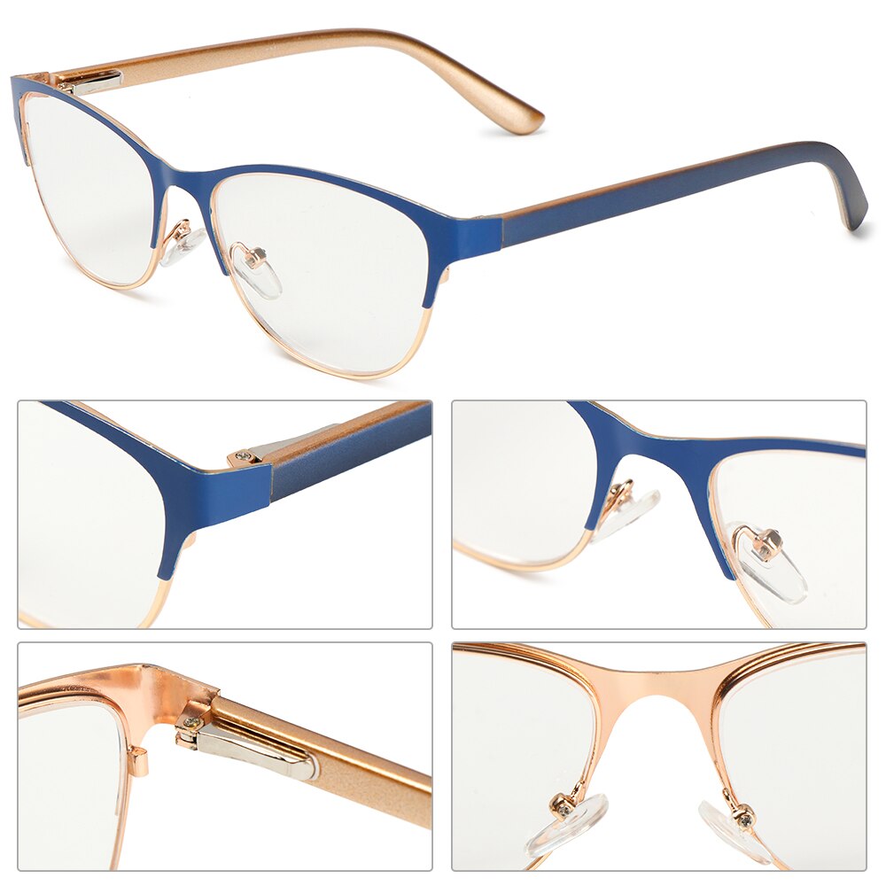 1pc retro half montuur leesbrillen unisex metaal vergroting presbyopie optische bril anti-vermoeidheid hyperopie bril