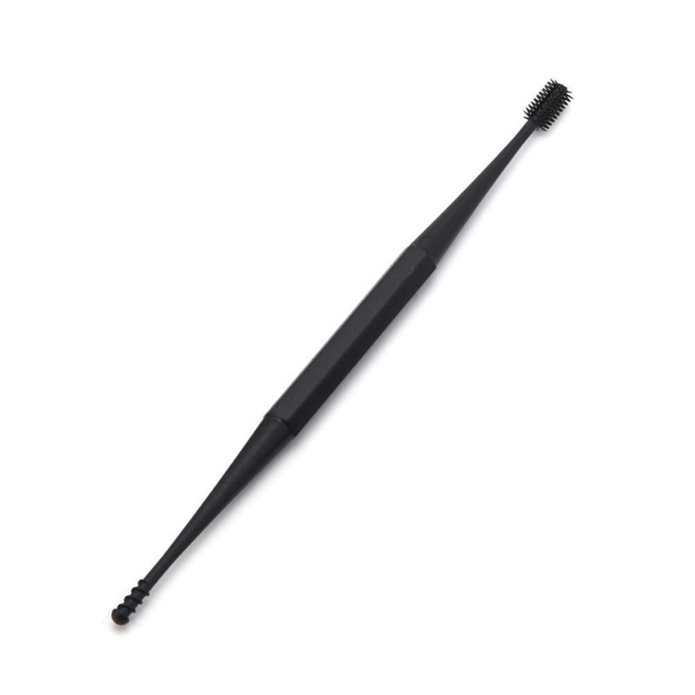 1Pcs Zachte Siliconen Dubbele Hoofd Oor Pick Oor Schoon Tool Double-Ended Earpick Ear Wax Curette Remover Oor schoner: Black