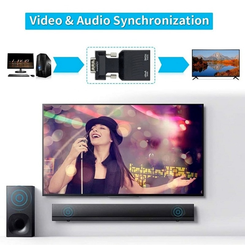 HDMI zu VGA Video Konverter Adapter 1080p VGA zu HDMI Adapter für PC Laptop zu HDTV Projektor Video Audio HDMI-kompatibel zu VGA