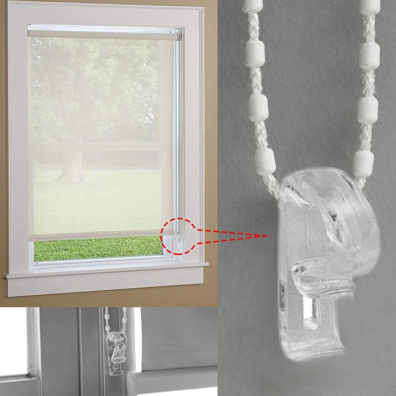 8Pcs Curtain Clear P Clips Hook,Roller Blind Clips Child Safety Chain Cord P Clip Hooks for Vertical Roman Roller Blinds