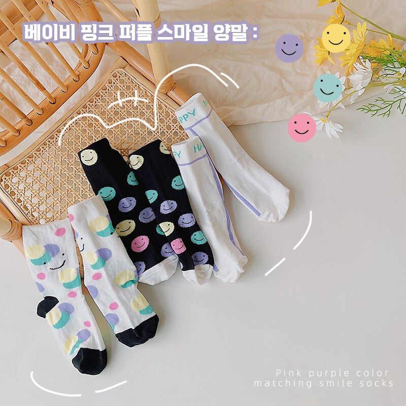 3 Paar Kids Sokken Vier Seizoenen Cartoon Zwarte En Witte Stippen Katoenen Korte Sokken Comfortabele Casual Kinderen Sokken 1-9Y