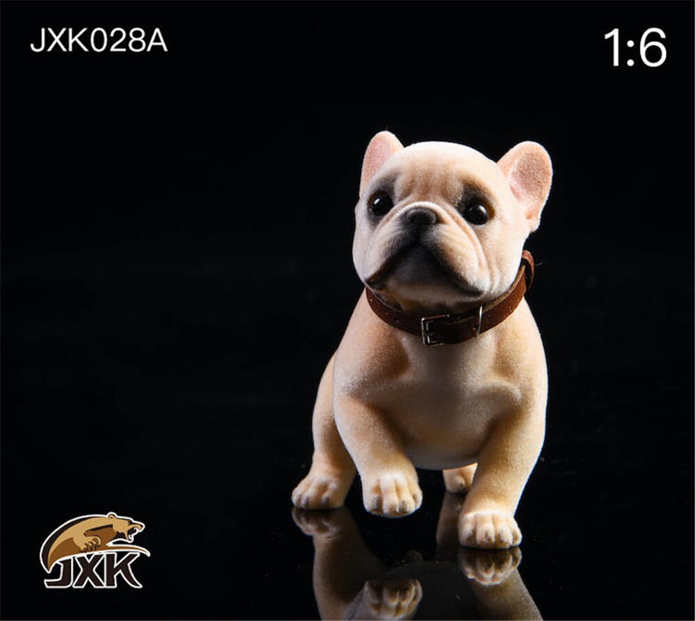 JXK 1/6 Hair French Bulldog Dog Pet Healing Figure Canidae Animal Collector Toy Resin Desktop Decoration