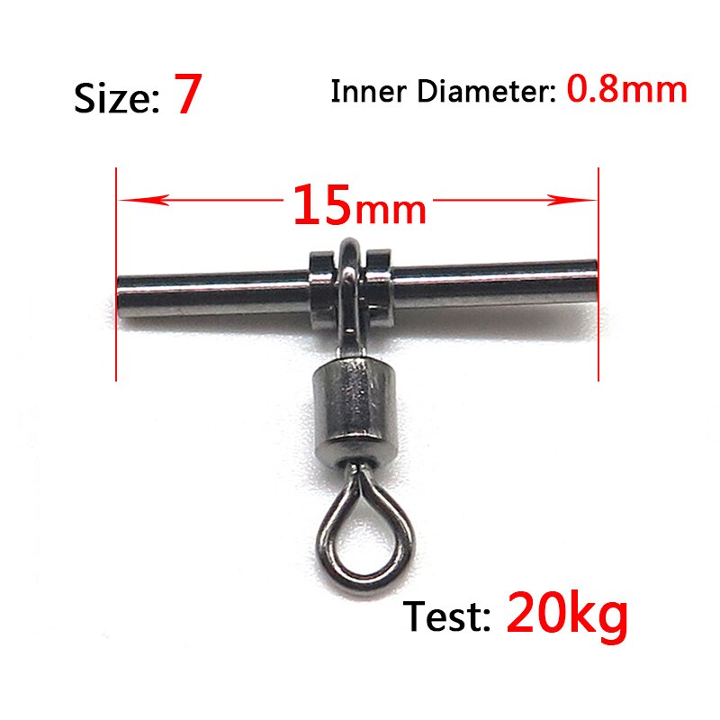 Minfishing-grúa de línea cruzada giratoria de 3 vías, conector de gancho de pesca de acero inoxidable, níquel negro, 25 unids/lote
