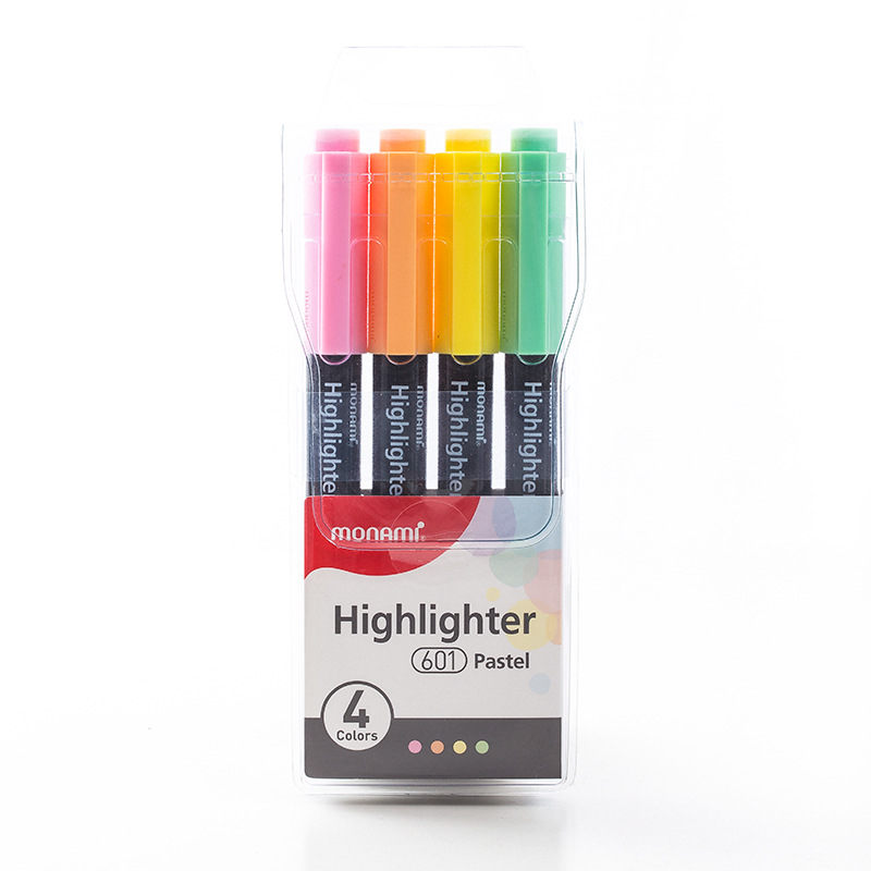 Juego de subrayadores de 4/6 colores, marcador brillante Pastel de 1-4mm, delineador de dibujo, suministros escolares y de oficina, F089, 601 Uds.: 4 pastel color set