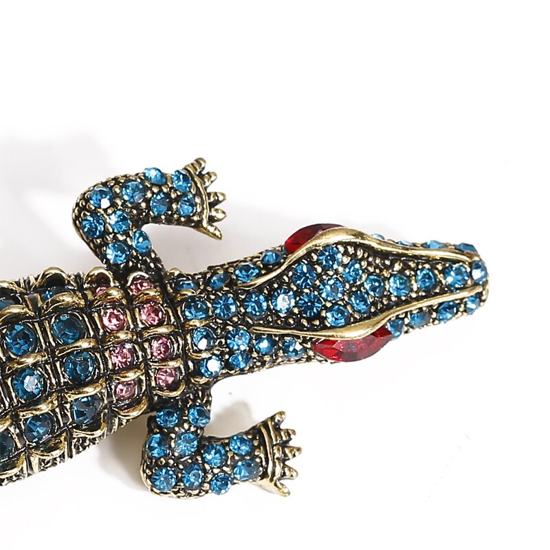 Muylinda Vintage Crocodile Rhinestone Broche Pins Vrouwen Crystal Alligator Animal Broches Sieraden Metalen Broach Vrouwelijke