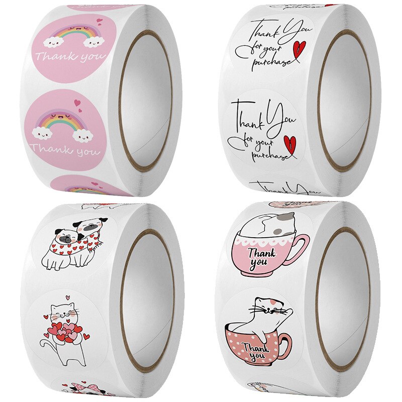 500 Pcs/roll Labels 1 Inch Thank You Cute Cartoon ... – Grandado