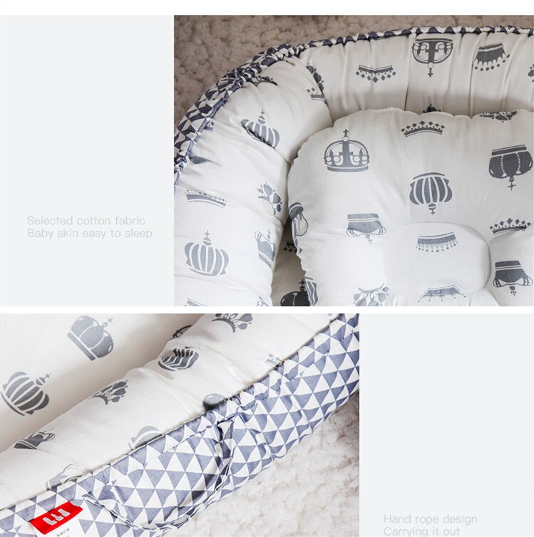 Newborn Travel Bed for Outdoor Bed Portable Baby Nest Bed with Pillow CushionInfant Crib Nest