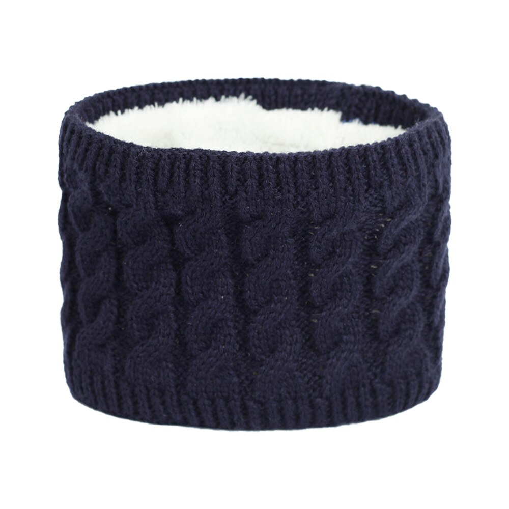 Små drenge piger varm flettet strikke ring tørklæde børn fluffy plys tørklæde krave blød elastisk lydpotte multi farve: Flåde