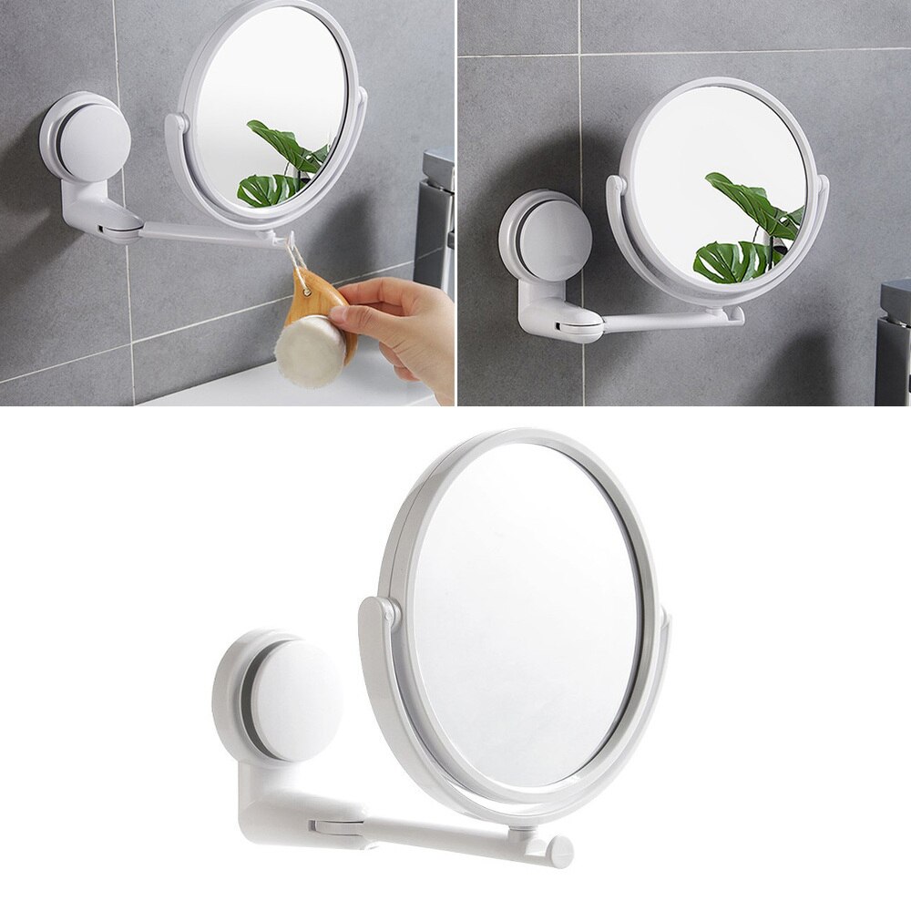 Wall Mounted Round Vanity Mirror Rotating Folding Cosmetic Mirror Household Make-up Mirror Perforating Toilet Glass Single Si