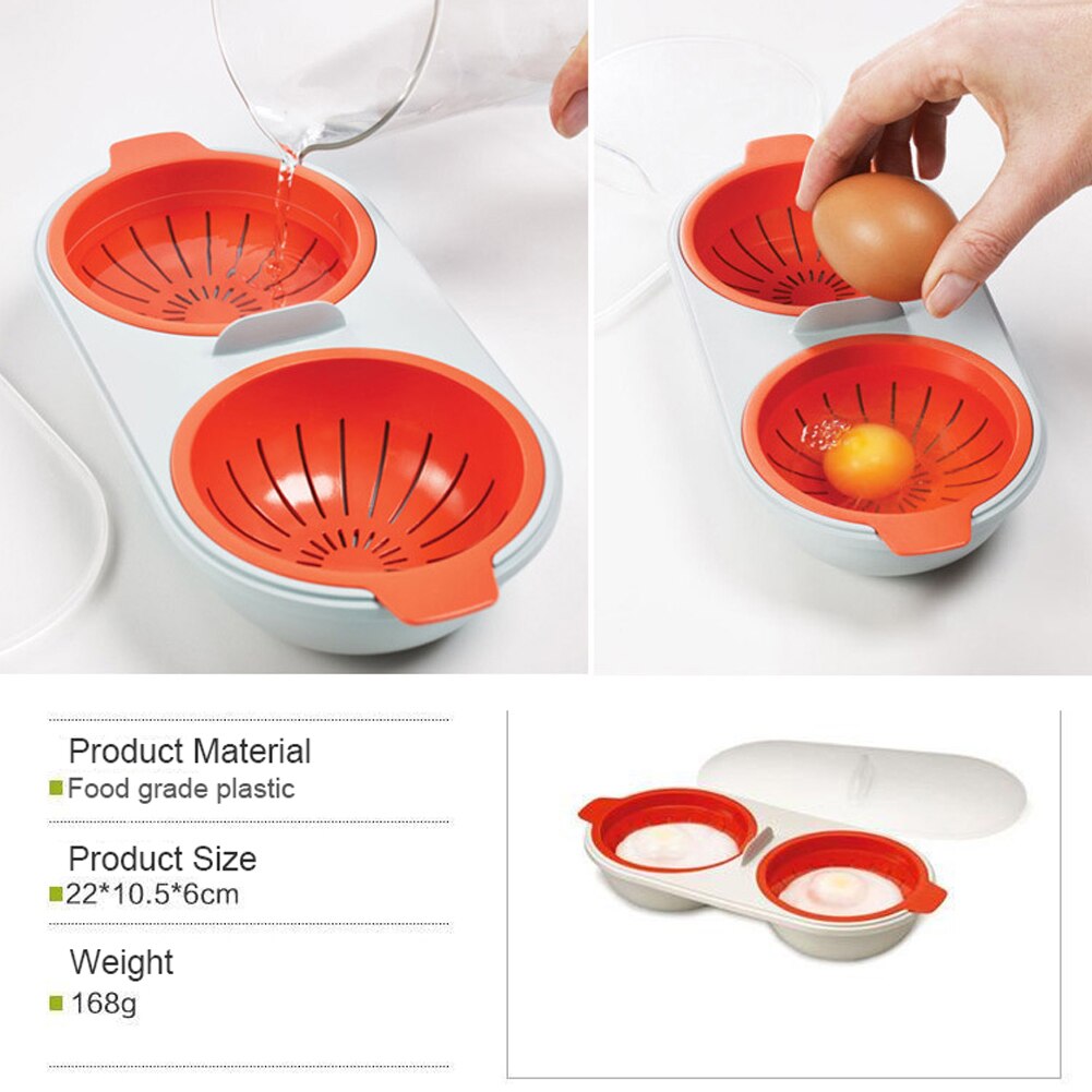 Kitchen Gadgets Fried Egg Tools Cookware Double Cup Round Shape Egg Boiler Microwave Ovens Silicone Cooking Tools