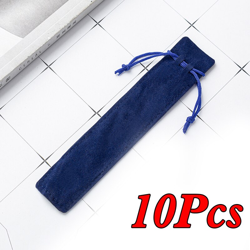 Pencil Case Multicolor Double-sided Thick Flannel Pencil Case Pen Packaging Bag: Blue 10pc