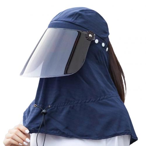 Adjustable Sun Visor Hat Headband Cap UV Protection Transparent Outdoor Walk Spray Isolation Face Shield Sun Cap Sunscreen Hat: Navy Blue