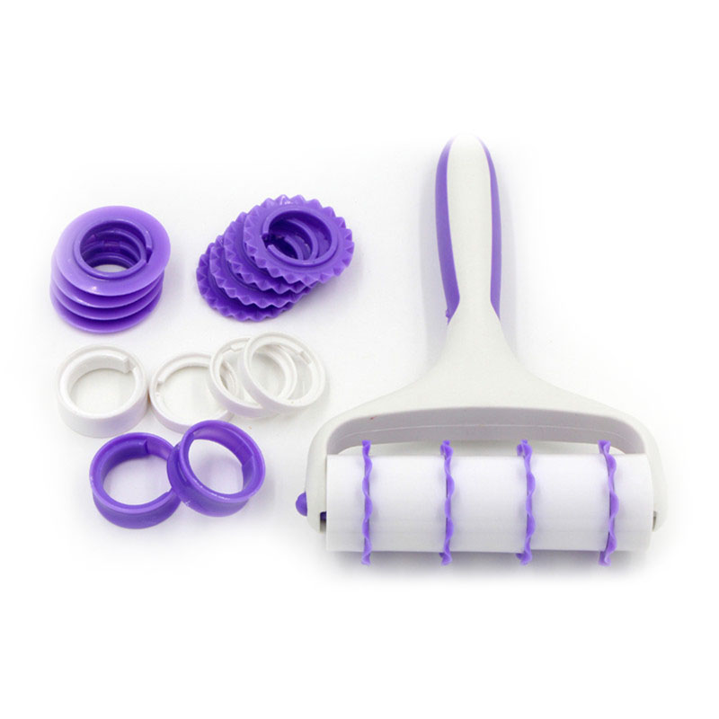 Fondant Strip Ribbon Cutter Sugarcraft Cake Decorating Tools Plastic Cake Rolling Pin Embosser Roller Set DIY Baking Cake Tools