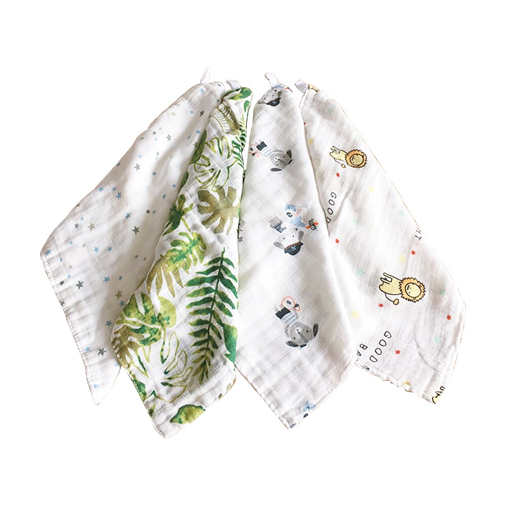 Toalla cuadrada para la cara para bebé, muselina suave, de cuatro capas gasa, dibujos animados, Jacquard, para alimentación, Saliva, pañuelo de guardería