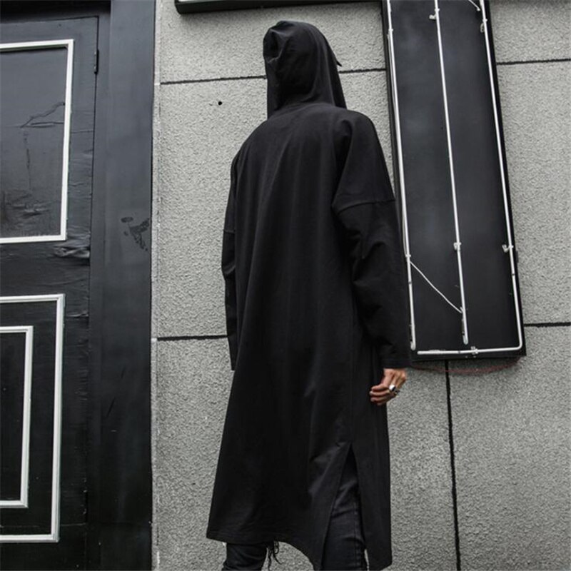 Herfst Mannen Goth Zwarte Lange Trenchcoat Man Harajuku Punk Hip Hop Lange Jas Vintage Gothic Stijl Mantel Пальто Мужское