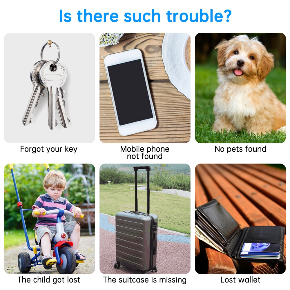 Bärbar mini bluetooth tracker gps locator anti-lost tag larm tracker för husdjur hund katt barn bil plånbok husdjur produkter  #15