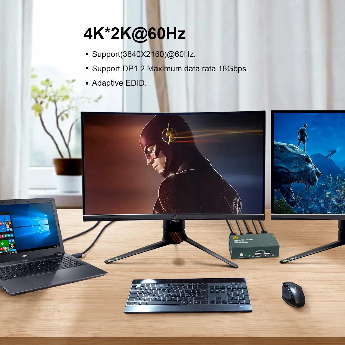 4K 60 Hz Dual - USB HDMI KVM-switch: moeiteloos delen van 2 monitoren tussen 2 computers, inclusief pc, Macbook en DisplayPort - nl