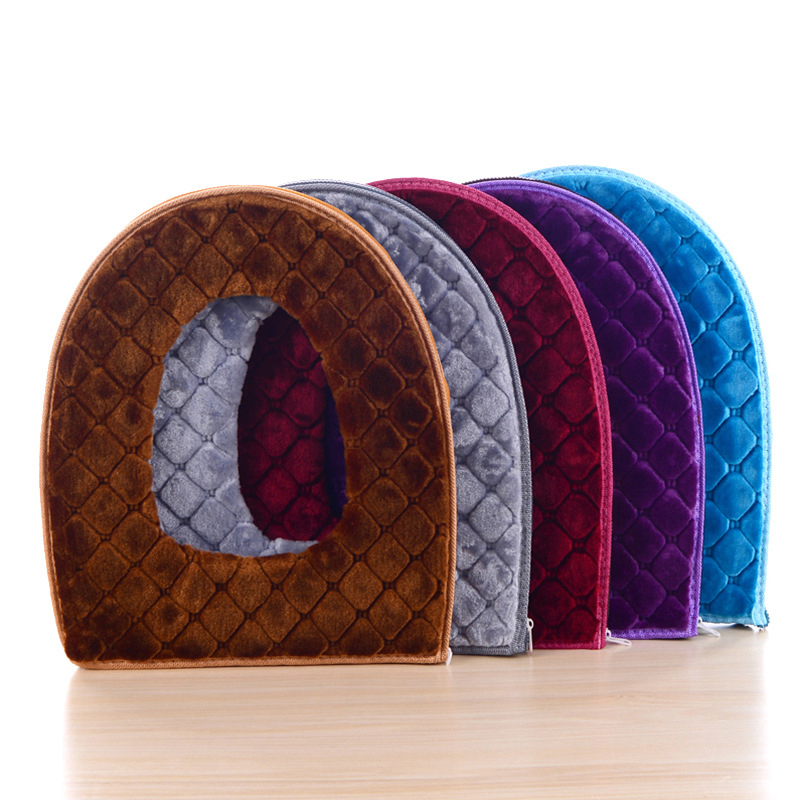 Universal Warm Soft Washable Toilet Plush Seat Cover Pad Soft Zipper Household Bathroom Waterproof Mat Seat Toilet Accessories