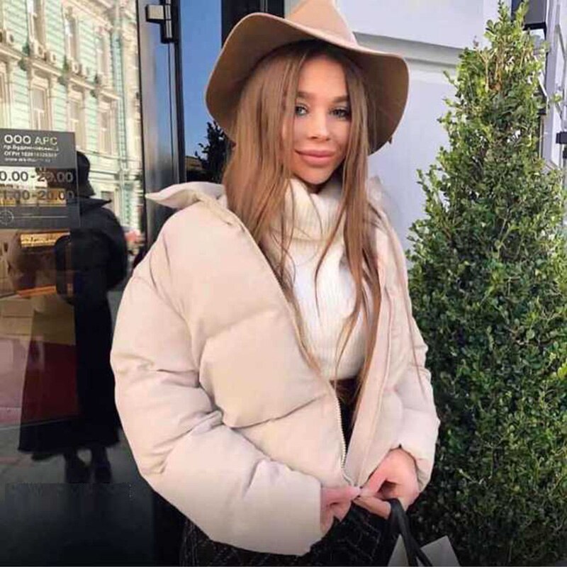 bulle manteau femmes solide Parka col montant surdimensionné court Parka hiver femme bouffant épaissir veste Mujer