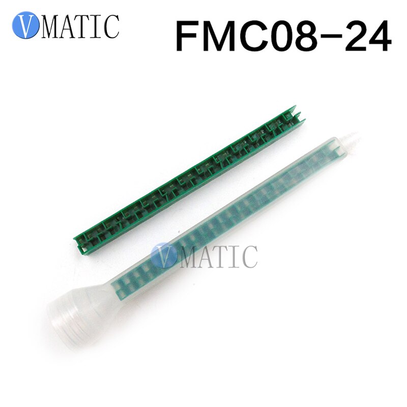 Green Resin Static Mixer FMC08-24 Mixing Nozzles Screw Mouth Silicone Mixing Tube Nozzle 5Pcs