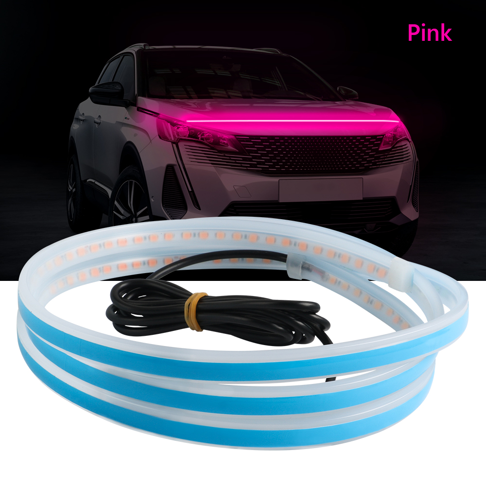 Tira de luces LED para capó de coche, iluminación impermeable para decoración Exterior de coche, faros decorativos, lámpara ambiental Universal de 12V: Rosa / 2 W