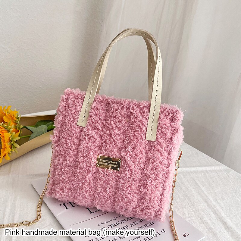 Creatieve Weven Zak Diy Handwerk Tas Maken Materialen Klink Haak Mesh Doek Wol Zakken Praktische Tas Maken Naaien Accessoires: Pink