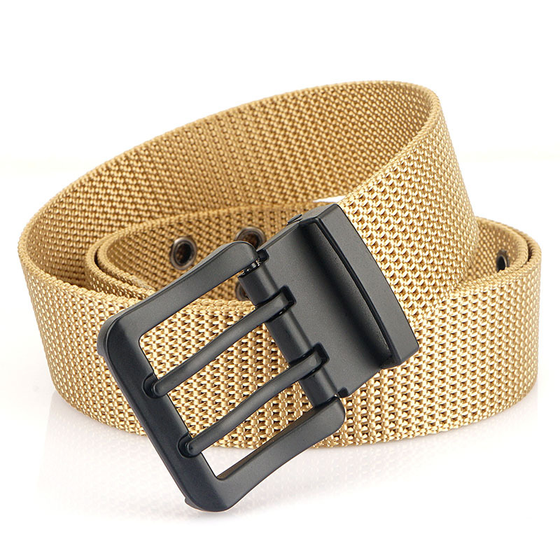 MEDYLA Classic Canvas Belt Men Metal Double Pin Buckle Casual Strap Belt for Men Strap MN3008: army green / 120cm