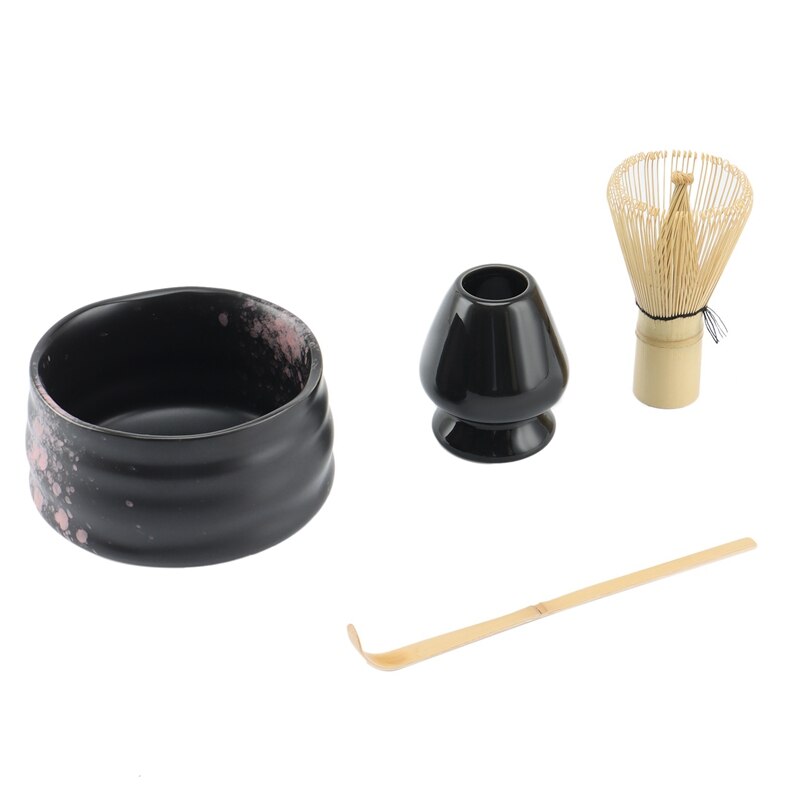 4Pcs/Set Traditional Matcha Set Bamboo Matcha Whisk Scoop Ceramic Matcha Bowl Whisk Holder Japanese Tea Sets