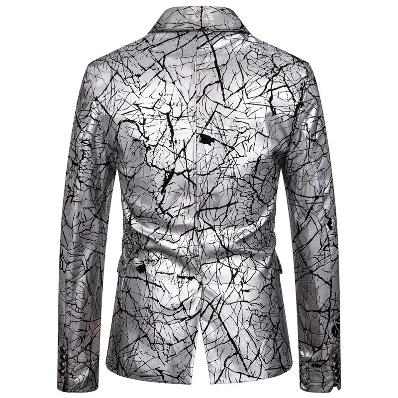 Men High-end One-grain Button-down Suit, Foil, Crackle Print Suit Blazers