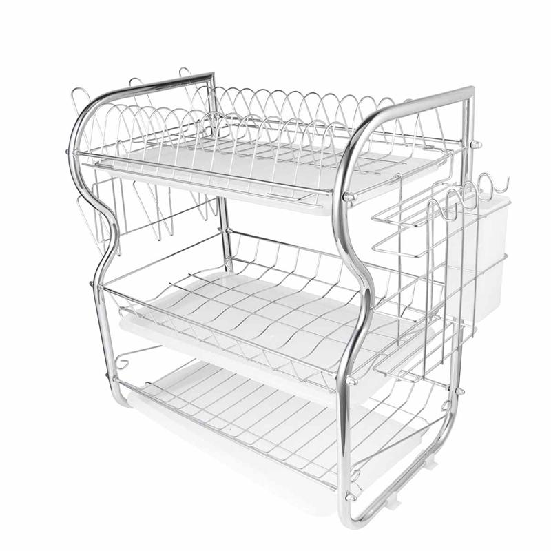 3 schicht Abtropfgestell Eisen Kunst Küche Besteck Ablauf Gestell Utensilien Lagerung Organizer Rostfrei Gerichte Platten Organisation Regal