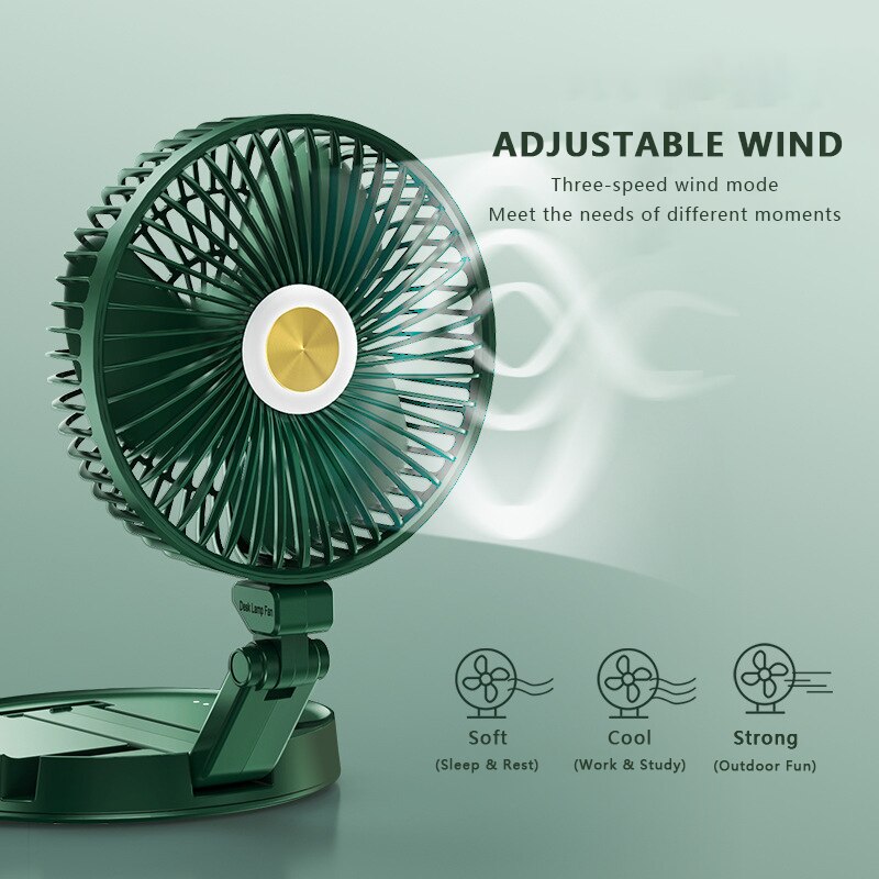 Portable Cooling Desktop Fan 3 Speed Personal Adjustable Folding Desktop Fan With Table Lamp For Office Household Traveling