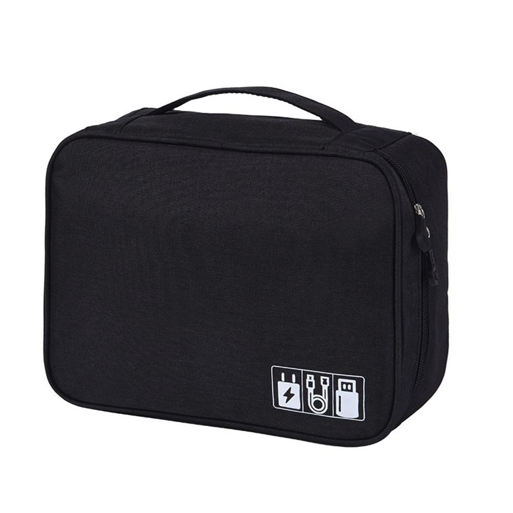 Portable Travel Digital Electronic Accessories Case Cable Charger Storage Bag Travel Bags: black